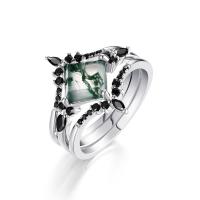 Sterling Silver Green Stone Statement Ring