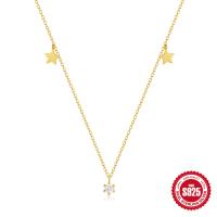 Gold-Plated Star Motif Necklace with CZ