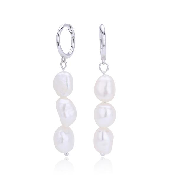 Silver Baroque Pearl Drop Earrings