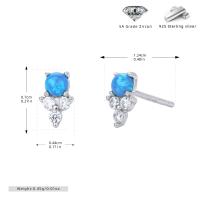 Silver Blue Opal Stud Earrings