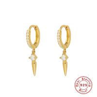 Gold-Plated Cubic Zirconia Dangle Hoop Earrings