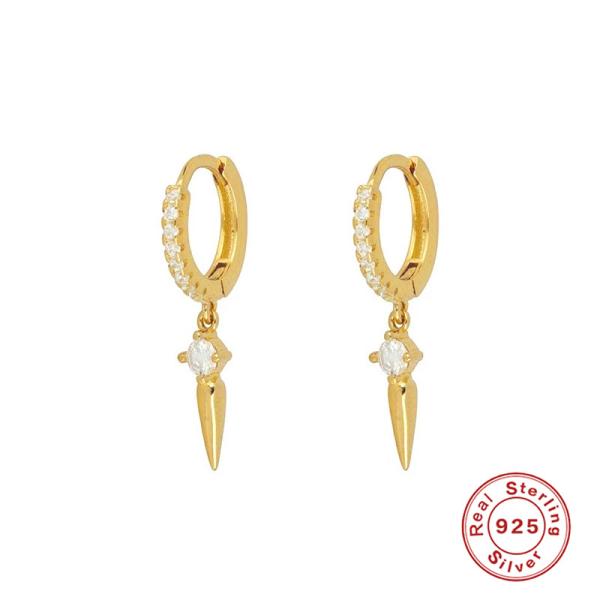 Gold-Plated Cubic Zirconia Dangle Hoop Earrings