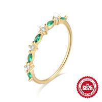 Gold-Plated Sterling Silver Band with Green Stones