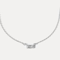 Silver Bezel-Set Diamond Pendant Necklace