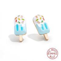 Sterling Silver Enamel Popsicle Stud Earrings