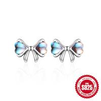 Silver Bow Crystal Stud Earrings