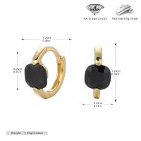 Gold Black Cubic Zirconia Huggie Earrings