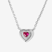Ruby Heart Silver Pendant Necklace