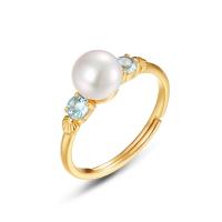 Gold Band Freshwater Pearl Solitaire Ring