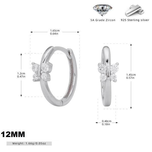 Silver Zircon Huggie Earrings