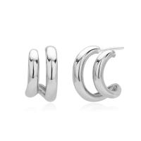Silver Double-Band Hoop Earrings