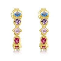 Gold-Plated Multicolor Geometric Drop Earrings