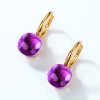 Gold-Plated Purple Crystal Drop Earrings