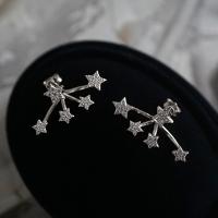 Silver Star Cubic Zirconia Jacket Earrings