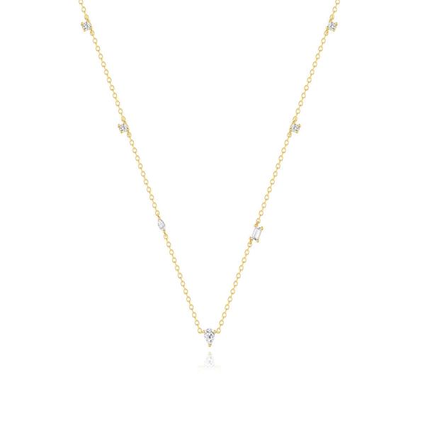 Gold-Plated Cubic Zirconia Station Necklace