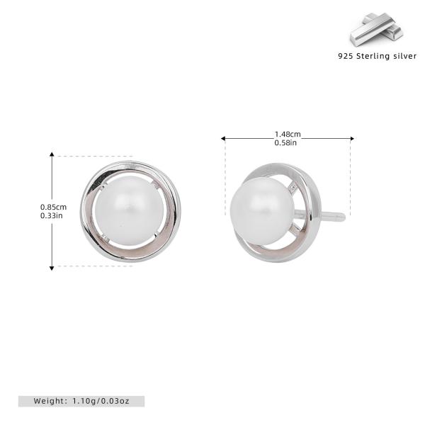 Silver Pearl Stud Earrings
