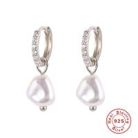 925 Silver Baroque Pearl Pavé Drop Earrings