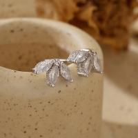 Silver Floral Cubic Zirconia Stud Earrings