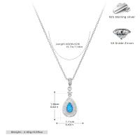 Silver Blue Opal Pendant Necklace