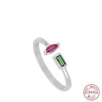 Sterling Silver Open Band Ring with Mixed Stones
