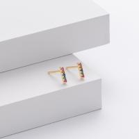 Gold Multicolor Stone Bar Stud Earrings