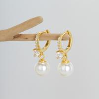 Gold Huggie Pearl Drop Earrings