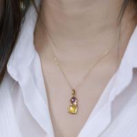 Gold Multicolor Stone Pendant Necklace