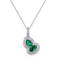 Emerald Halo Silver Pendant Necklace