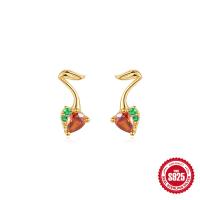 Gold-Plated Abstract Stud Earrings with Mixed Stones