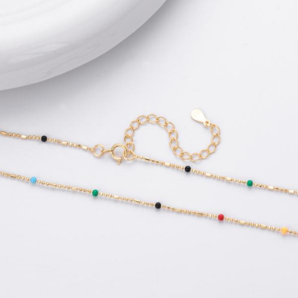 Gold Multicolor Beaded Station Necklace