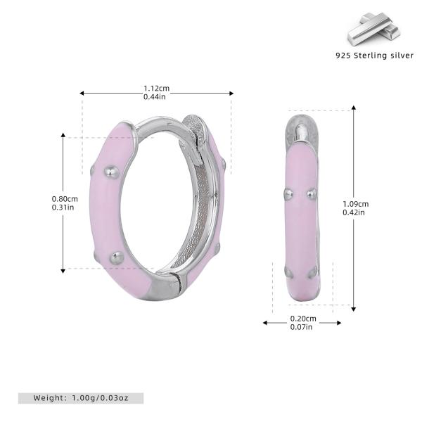 Light Pink Enamel Silver-Tone Huggie Earrings