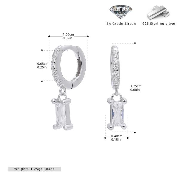 Silver Clear Zircon Huggie Earrings