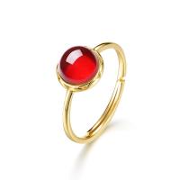 Gold Bezel Red Glass Solitaire Ring