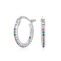 Silver Multicolor Pavé Hoop Earrings