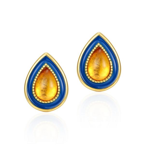 Teardrop Enamel Stud Earrings