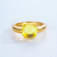 Amber Bezel Solitaire Ring