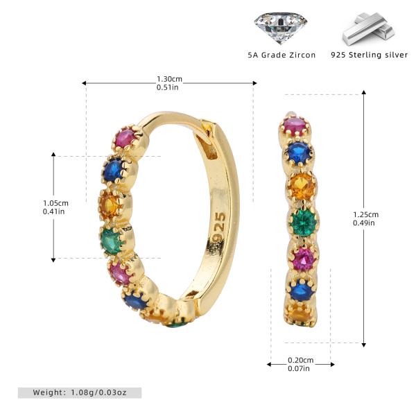 Gold-Plated Multicolor Zirconia Hoop Earrings