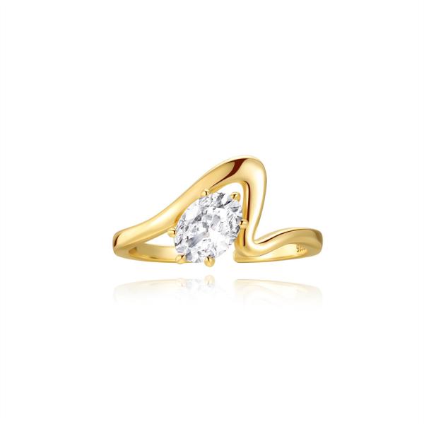 Gold-Plated Oval Cut Solitaire Ring