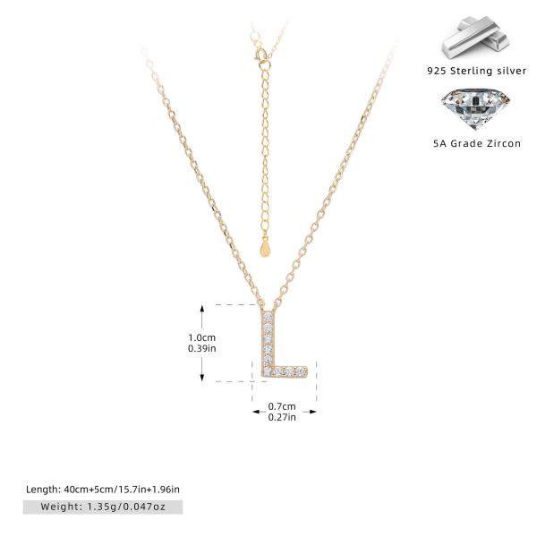 Gold Initial 'L' Pavé Pendant Necklace