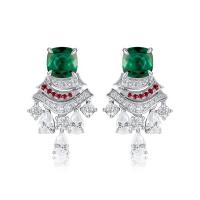 Mixed Stone Geometric Chandelier Earrings