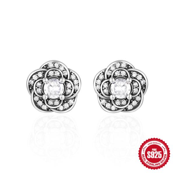 Sterling Silver Floral Stud Earrings