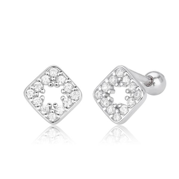 Silver Geometric Stud Earrings