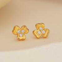 Gold Floral Cubic Zirconia Stud Earrings