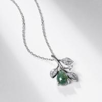Leaf Motif Jade Silver Pendant Necklace