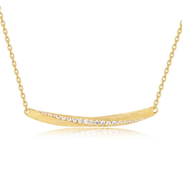 Gold Yellow Cubic Zirconia Bar Pendant Necklace