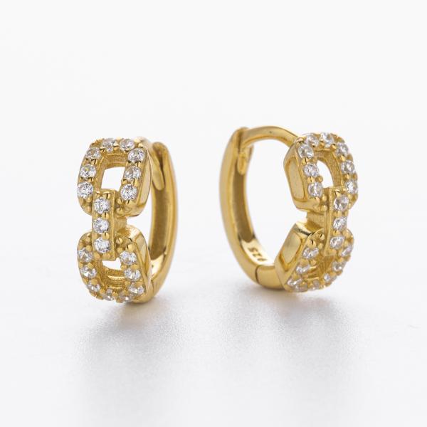 Gold Pavé Cubic Zirconia Huggie Earrings