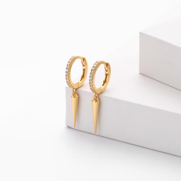 Gold Geometric Drop Huggie Earrings