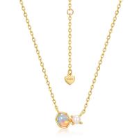 Gold Layered Opal Pearl Necklace