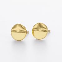 Gold Half-Textured Geometric Stud Earrings