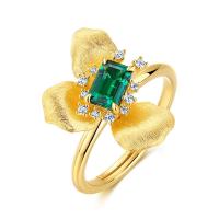 Emerald Floral Gold Ring